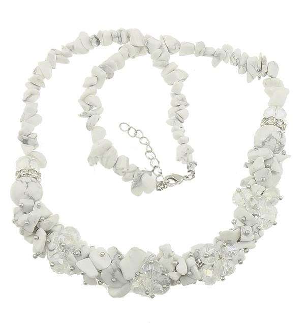 White Turquoise and Crystal Necklace