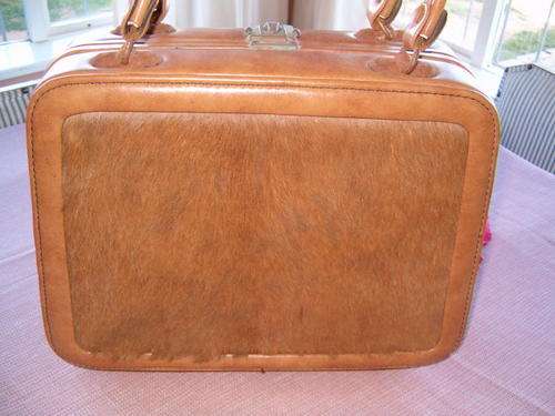 Vintage travel vanity case with real fur