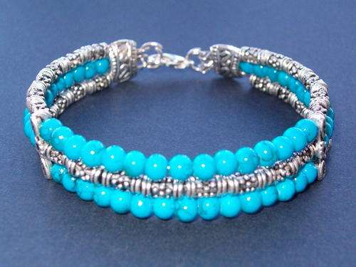Tibet silver Handmade Blue Bead Bracelet