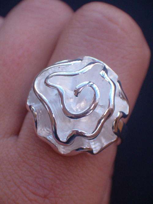 Silver Rose Flower Ring - Size 8
