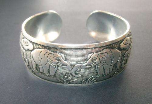 Elephant Tibetan Silver Bangle