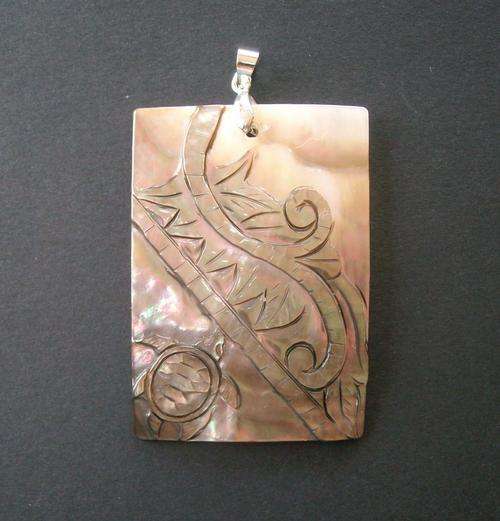 Mother of Pearl Carved Turtle Pendant
