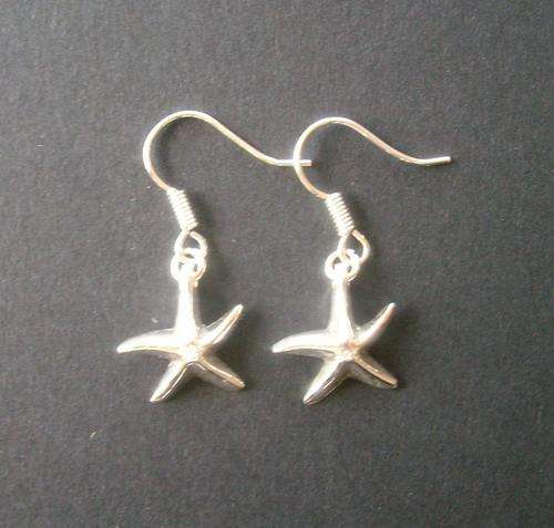 Silver Starfish Hook Earrings