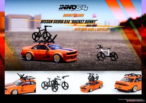Nissan Silvia S14 Rocket Bunny Boss Aero w/Roof Rack and Bicycles