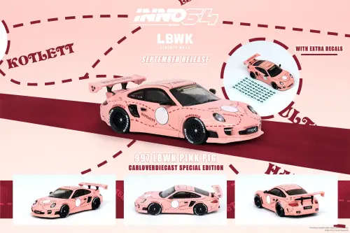 Porsche 997 LBWK - Pink Pig `CarLoverDiecast Special Edition` with Decals
