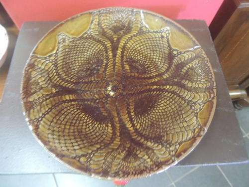 GLAZED POTTERY BOWL - SNAKESKIN DESIGN