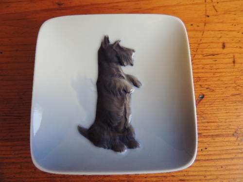 ROYAL COPENHAGEN DISH - DOG IN HIGH RELIEF