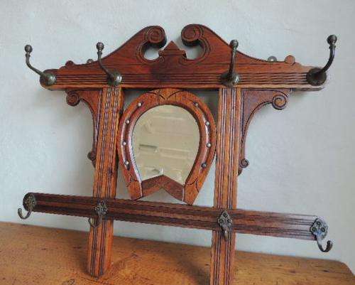GORGEOUS COAT WALL RACK WITH BEVELLED HORSESHOE MIRROR