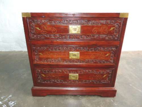 MILITARY CHEST SMALL - CARVED AND INLAID ROSEWOOD
