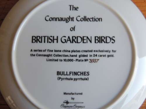 CONNAUGHT COLLECTION OF ENGLISH GARDEN BIRDS - "BULLFINCHES"