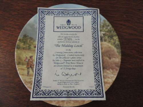 WEDGEWOOD COLLECTABLE PLATE - THE MIDDAY LOCAL"