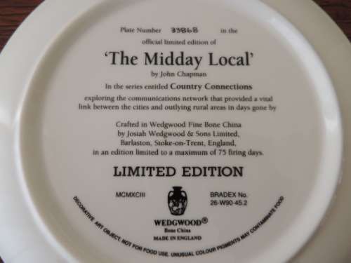WEDGEWOOD COLLECTABLE PLATE - THE MIDDAY LOCAL"