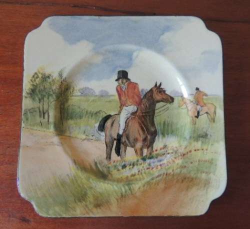 ROYAL DOULTON PAIR OF TEA PLATES - "CALDECOTT HUNTSMEN"