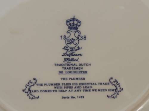 DELFT TRADITIONAL TRADESMAN RACK PLATE - "DE LOODGIETER"