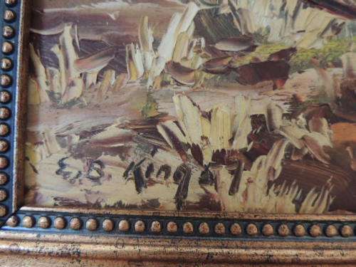 ERNEST BENJAMIN KING - OIL ON BOARD - BUSHVELD LANDSCAPE DATED 1957