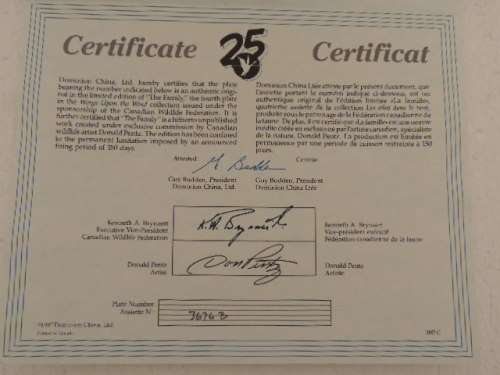 DOMINION CHINA LTD ONTARIA CANADA PLATE - "THE FAMILY" - BOXED WITH COA