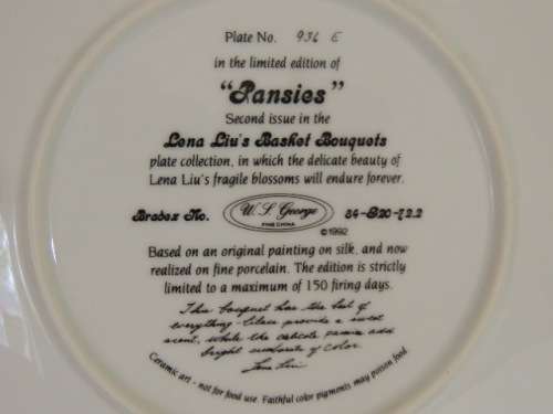 "PANSIES" PLATE NUMBER TWO FROM "LENA LIU'S BASKET BOUQUETS" FABULOUS
