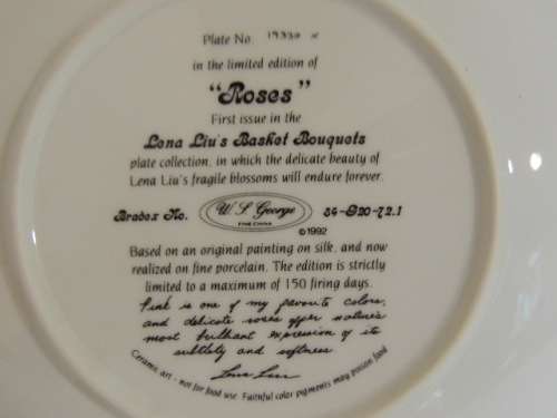 "ROSES" PLATE NUMBER ONE FROM "LENA LIU'S BASKET BOUQUETS" FABULOUS