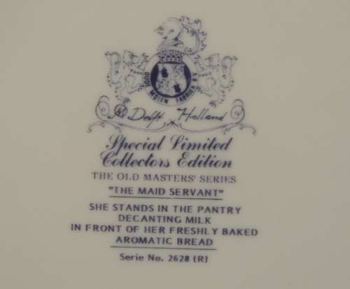 DELFT SPECIAL LIMITED COLLECTOR'S EDITION PLATE - "THE MAID SERVANT"