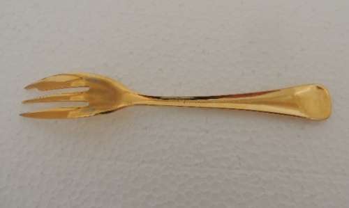 SET OF 6 EETRITE 24 CARAT GOLD PLATED CAKE FORKS - SHELLEY DESIGN