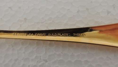 SET OF 6 EETRITE 24 CARAT GOLD PLATED CAKE FORKS - SHELLEY DESIGN