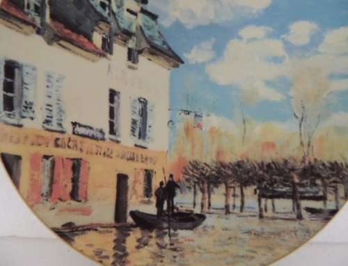 LIMOGES MASTERPIECES OF IMPRESSIONISM - "LA BARQUE PENDANT L 'INONDATION A PORT-MARLEY"  by Sisley