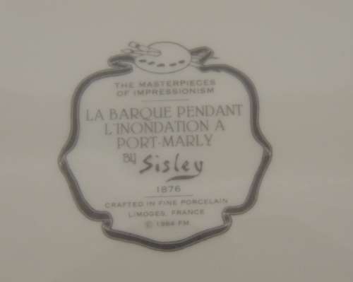 LIMOGES MASTERPIECES OF IMPRESSIONISM - "LA BARQUE PENDANT L 'INONDATION A PORT-MARLEY"  by Sisley