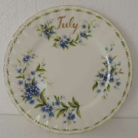 ROYAL ALBERT FLOWER OF THE MONTH TRIO - "JULY" FORGET-ME-NOT
