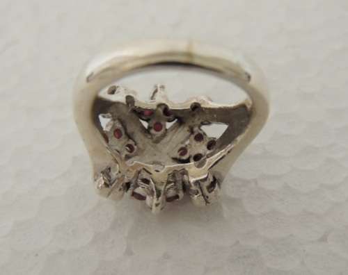 STERLING SILVER RING - NATURAL RUBIES AND MARCASITES