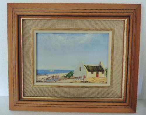 CAPE DUTCH SCENE OIL ON BOARD - FOUR PAINTINGS BY MIEMIE LOUW, price reduced