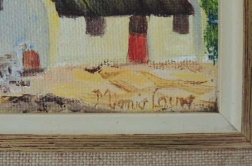 CAPE DUTCH SCENE OIL ON BOARD - FOUR PAINTINGS BY MIEMIE LOUW, price reduced