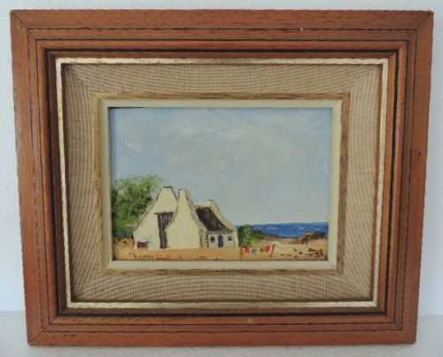 CAPE DUTCH SCENE OIL ON BOARD - FOUR PAINTINGS BY MIEMIE LOUW, price reduced