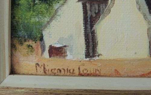 CAPE DUTCH SCENE OIL ON BOARD - FOUR PAINTINGS BY MIEMIE LOUW, price reduced