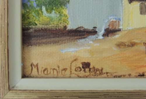 CAPE DUTCH SCENE OIL ON BOARD - FOUR PAINTINGS BY MIEMIE LOUW, price reduced