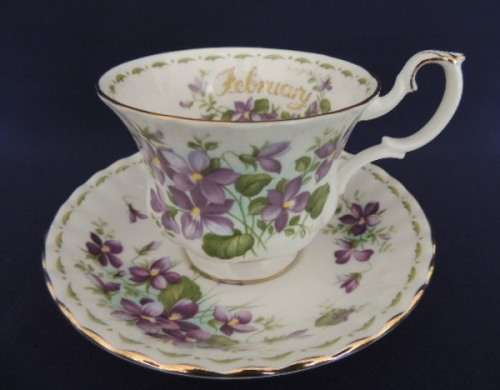 Royal Albert Flower Of The Month Duo - `FEBRUARY` VIOLETS (PRICE REDUCED)