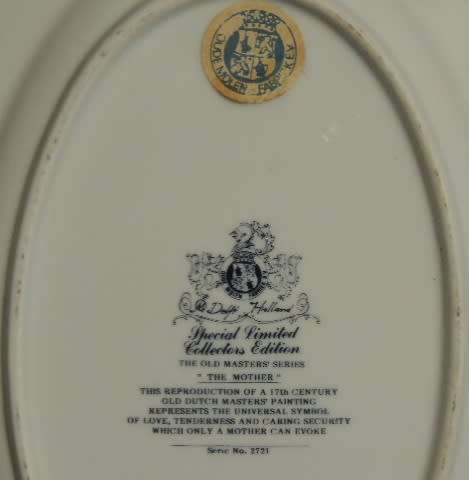 Delft Special Limited Collector`s Edition Plate - The Mother