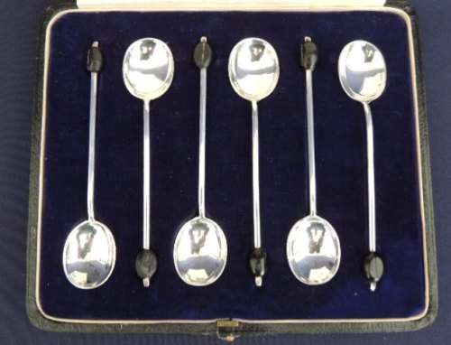 Hallmarked Silver Coffee Bean Spoons - 52 grams