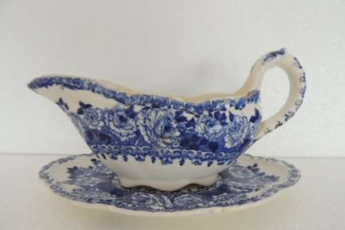 Flow Blue `CHESTER` K & Co Late Mayers - Gravy Boat and Drip Tray