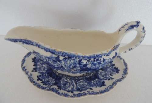 Flow Blue `CHESTER` K & Co Late Mayers - Gravy Boat and Drip Tray