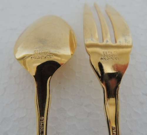 Eetrite 24 ct Gold Plated Teaspoon & Cake Fork Set- Boxed