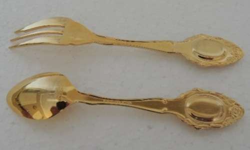 Eetrite 24 ct Gold Plated Teaspoon & Cake Fork Set- Boxed