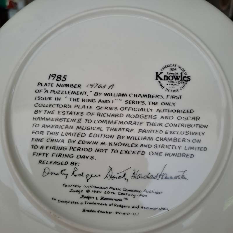 Knowles Plate - A Puzzlement (The King and I)