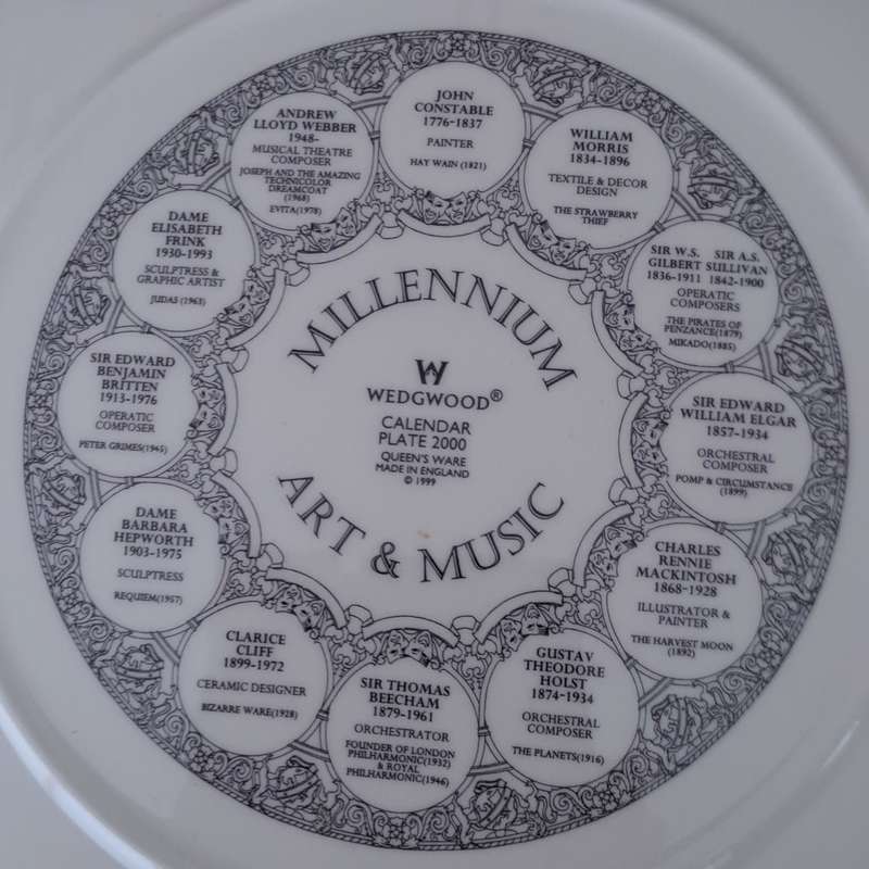 Wedgwood Calendar Plate 2000 - Millenium Art and Music (PRICE REDUCED)