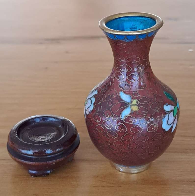Miniature Cloisonne Vase on Stand