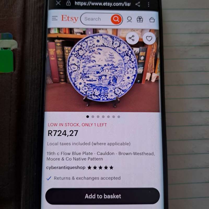 19th Century Flow Blue 'Native' Plate
