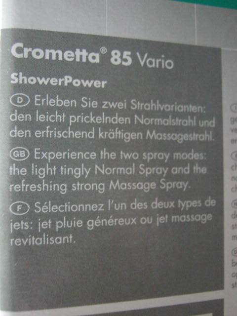 HANSGROHE CROMETTA 85 VARIO PORTER SET