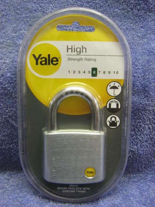 YALE 60MM BRASS PADLOCK IN CHROME FINISH