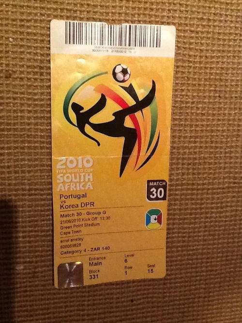 FIFA World Cup 2010 Used Ticket, Portugal v/s Korea DPR