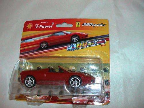 FERRARI 360 SPIDER  2 SPEED PLASTIC CAR SCALE 1:38 ISSUED BY SHELL