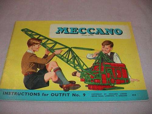 MECCANO INSTRUCTION BOOK 1957 FOR OUTFIT NO 9 USED CONDITION